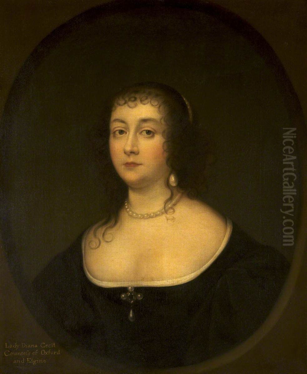 Lady Diana Cecil, Countess of Oxford and Elgin (1596 - 1654) Oil Painting by Cornelis Janssens van Ceulen