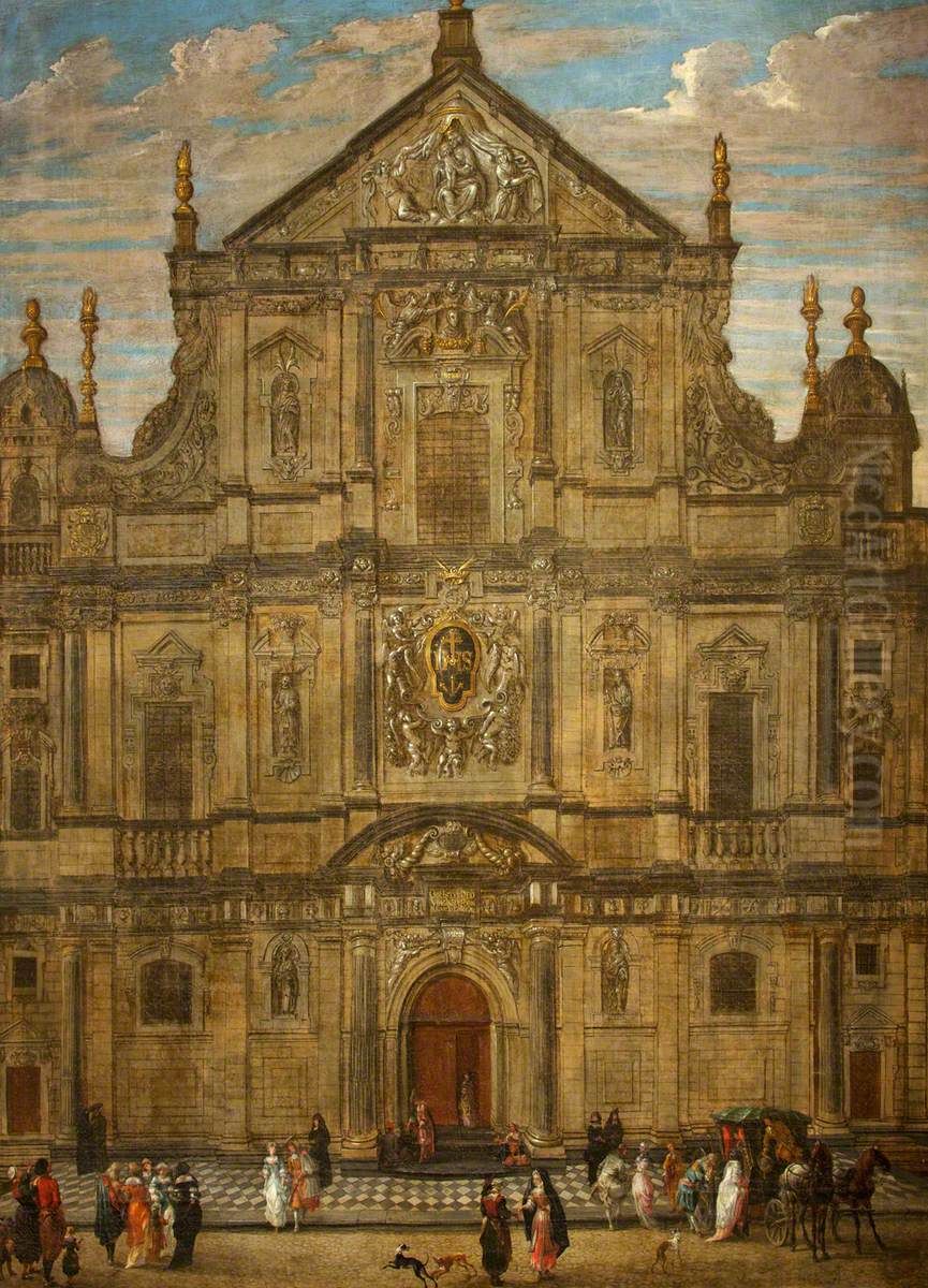 Facade of the Jesuit Church, Antwerp Oil Painting by Anton Gunther Gheringh