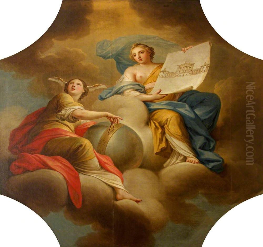 Personifications of Astronomy and Architecture Oil Painting by Andrea Casali