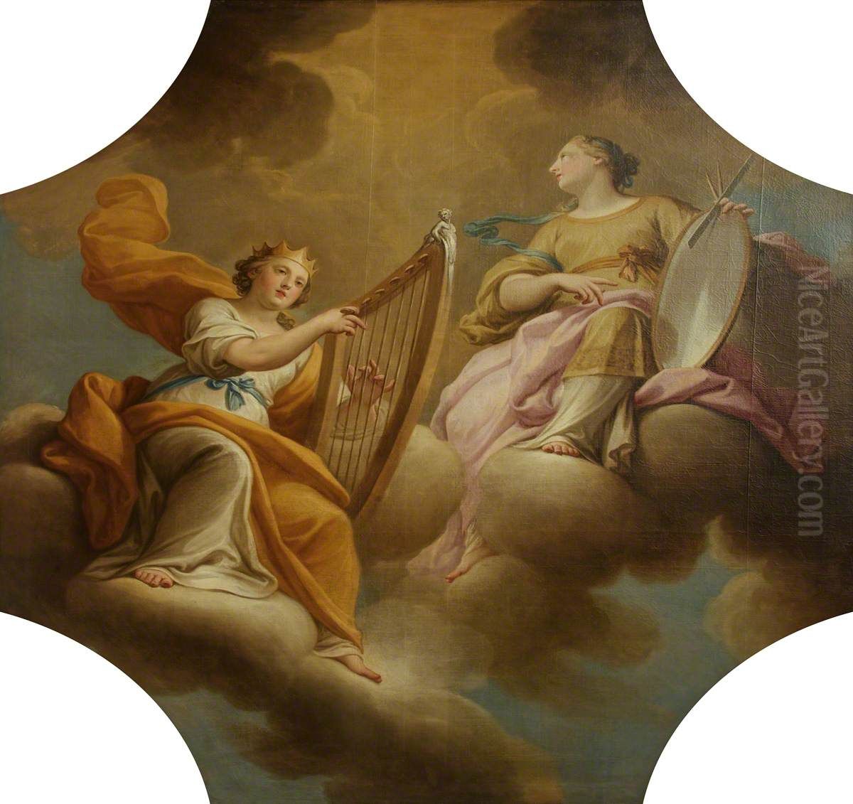 Personifications of Music and Painting Oil Painting by Andrea Casali