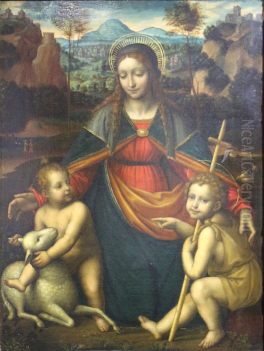 La Vierge a l'Enfant avec saint Jean-Baptiste enfant Oil Painting by Bernardino Luini