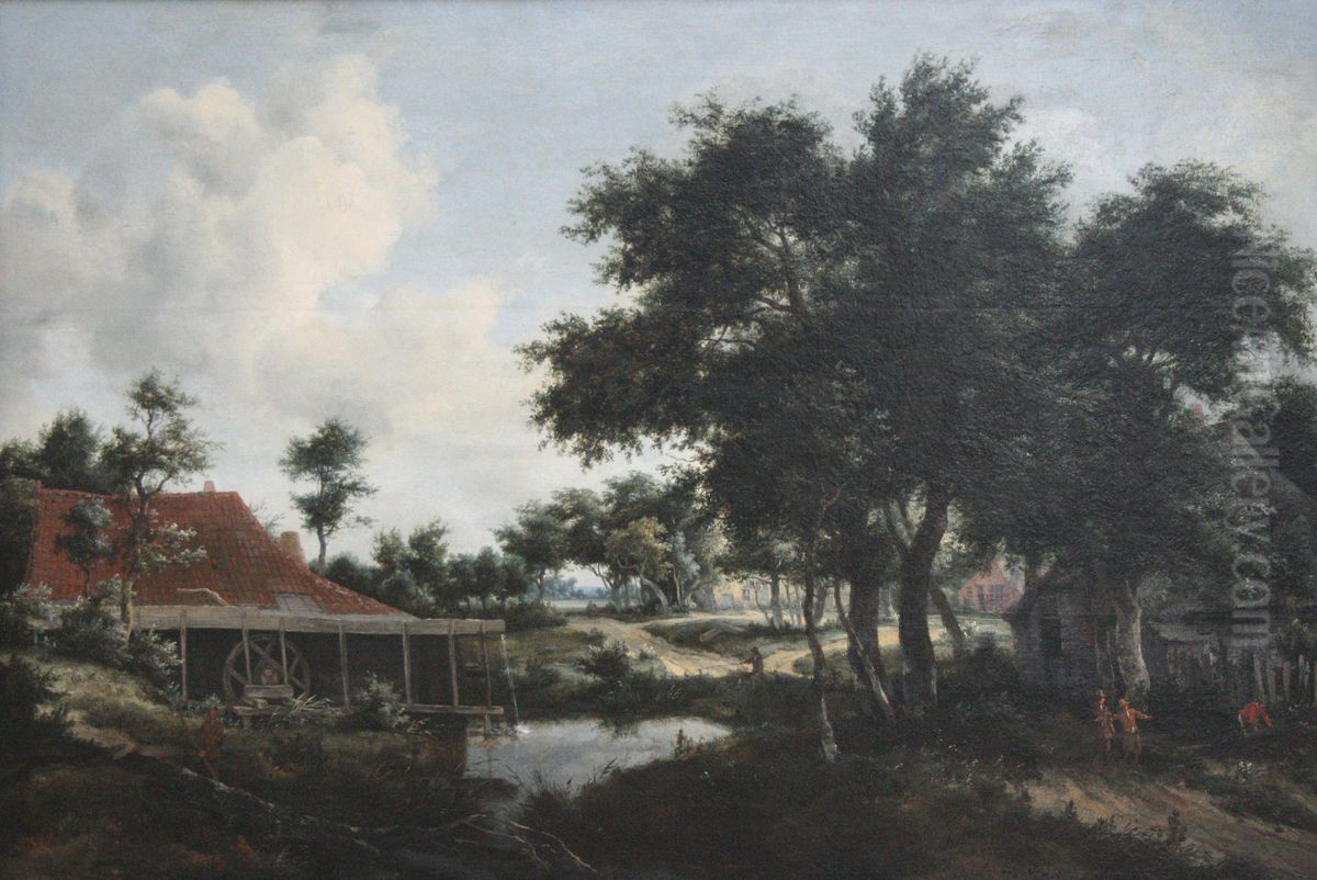 Water mill Oil Painting by Meindert Hobbema