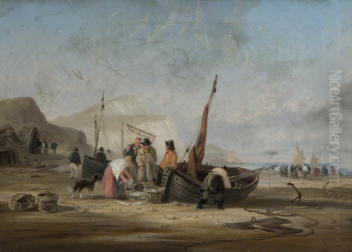 Beach Scene Oil Painting by William Collins
