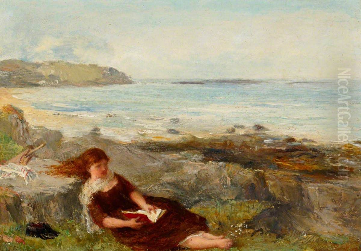Girl reading by the Shore Oil Painting by James Clarke Hook