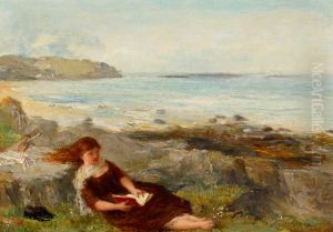 Girl reading by the Shore