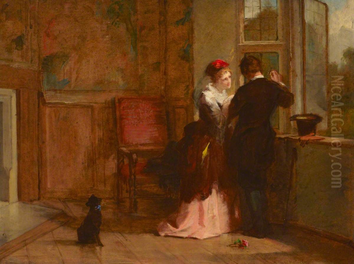 Lovers' Meeting in an Interior of Haddon Hall Oil Painting by William Powell Frith