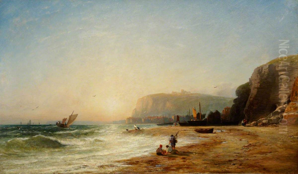 East Cliff, Hastings Oil Painting by James Francis Danby