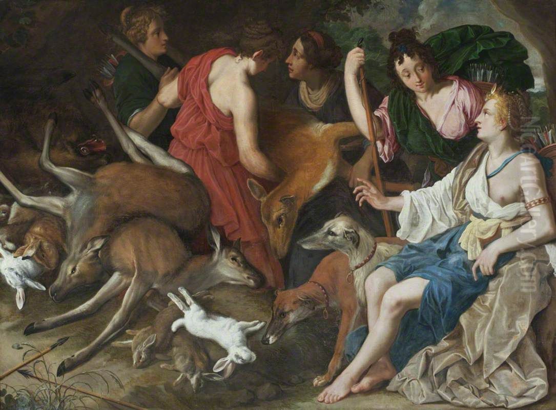 Diana with Nymphs Oil Painting by Adriaen van Nieulandt the younger