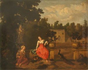 An Old Woman and a Young Girl in a Garden (Vertumnus and Pomona, with Juno's Peacock)