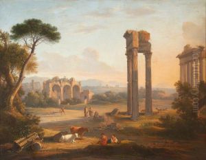View of the Forum, Rome with Two Herdsmen and Three Cows