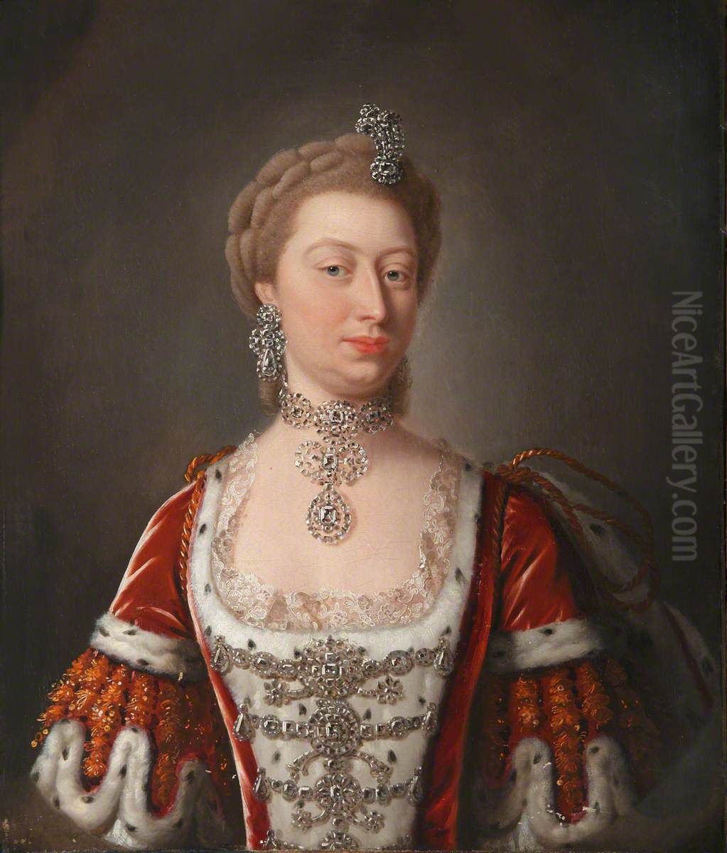 Princess Augusta of Saxe-Gotha-Altenburg, Princess of Wales (1719-1772) Oil Painting by Jean-Baptiste van Loo