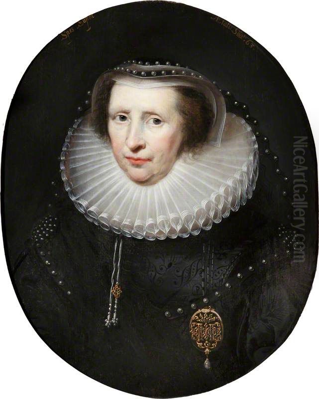 Sarah Harington, Lady Edmondes, aged 63 Oil Painting by Cornelis Janssens van Ceulen
