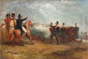 Scenes with the Duke of Wellington at the Battle of Waterloo (The Meeting of Wellington and Blucher at Waterloo and Wellington with Frontline Artillery at Waterloo)