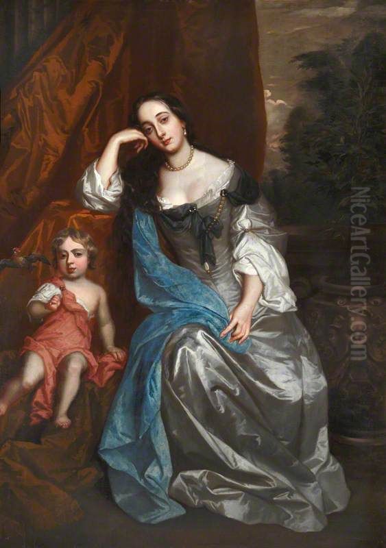 Barbara Villiers, Countess of Castlemaine and Duchess of Cleveland (1641-1709) with her Daughter, Lady Charlotte FitzRoy (1664 - 1718) Oil Painting by Peter Lely