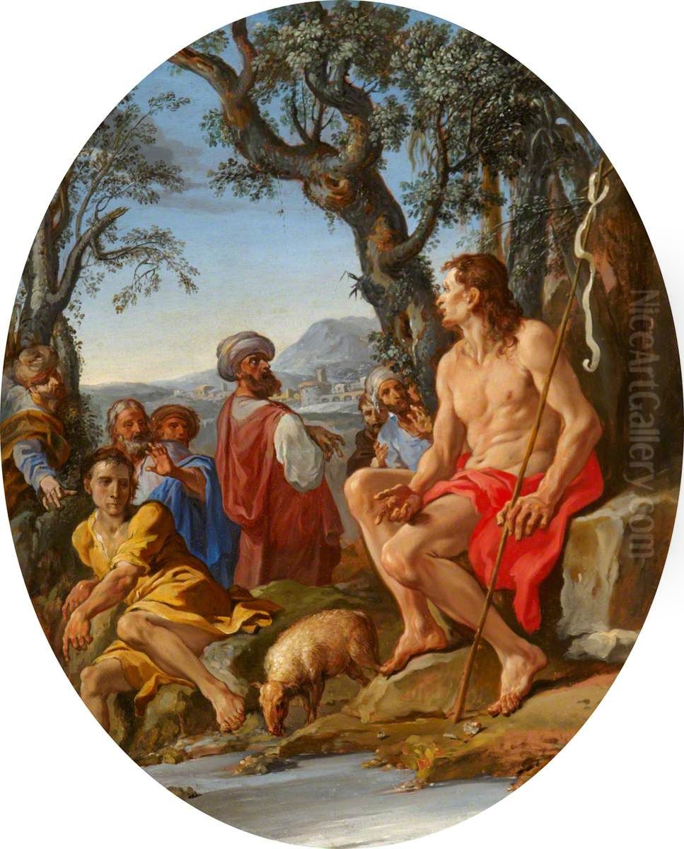 Saint John the Baptist Preaching Oil Painting by Aureliano Milani