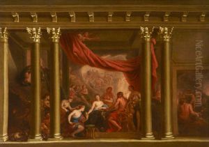 Psyche obtaining the Jar of Forgetfulness from Pluto in Hades (modello for a mural)