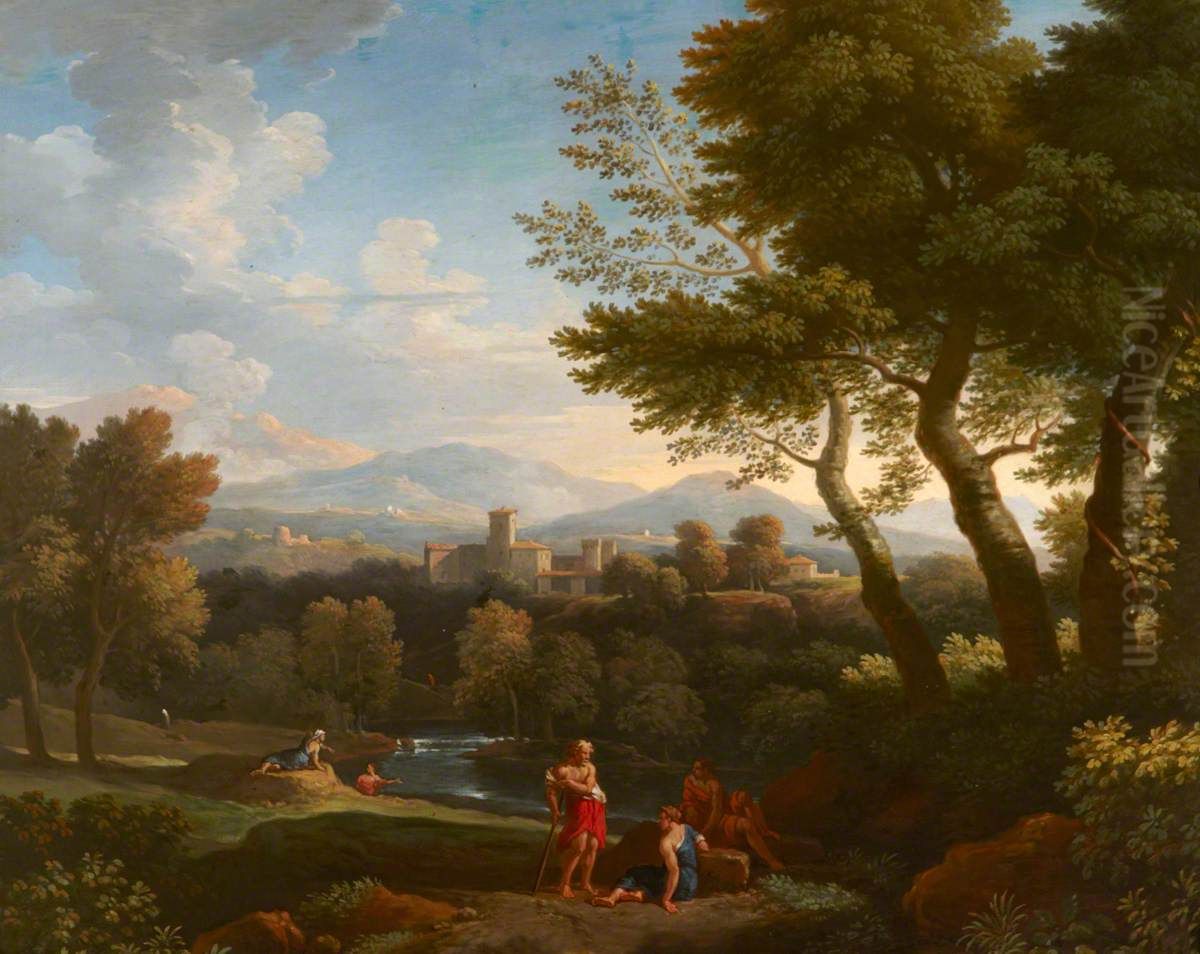 Landscape with a Distant View of a Town Oil Painting by Gaspard Dughet