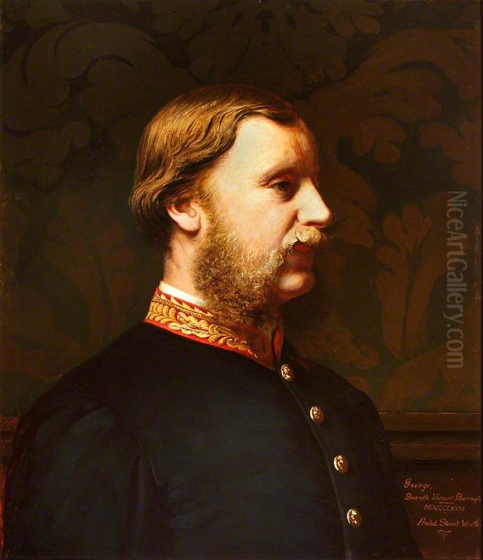 George, 7th Viscount Barrington of Ardglass, Baron Shute, PC (1824-1886) Oil Painting by Archibald Stuart-Wortley