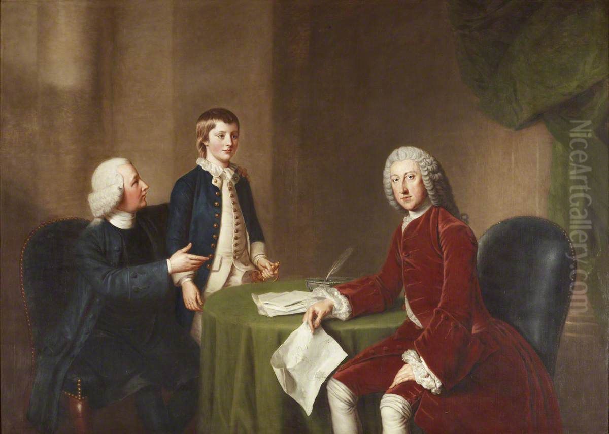 Lord John Augustus Hervey (1757-1796), presented by his Father Frederick Augustus Hervey, 4th Earl of Bristol and Bishop of Derry (1730-1803) to William Pitt the elder, 1st Earl of Chatham (1708-1778) Oil Painting by William Hoare