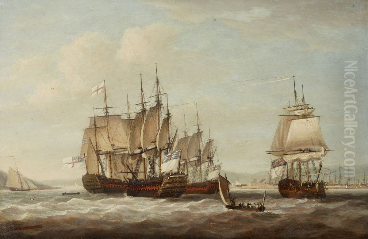 Admiral Sir George Brydges Rodney, 1st Baron Rodney (1719-1792) with French Captive Ships after the Battle of the Saints, 12 April 1782 Oil Painting by Dominic Serres