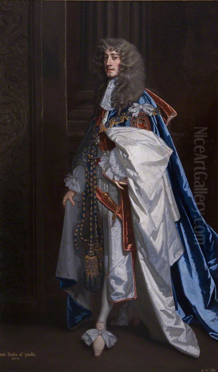 King James II (1633-1701) as Duke of York, in his Garter Robes Oil Painting by Peter Lely