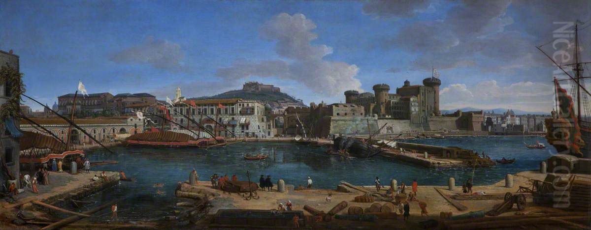'La Darsena delle Galere' Oil Painting by (circle of) Wittel, Gaspar van (Vanvitelli)