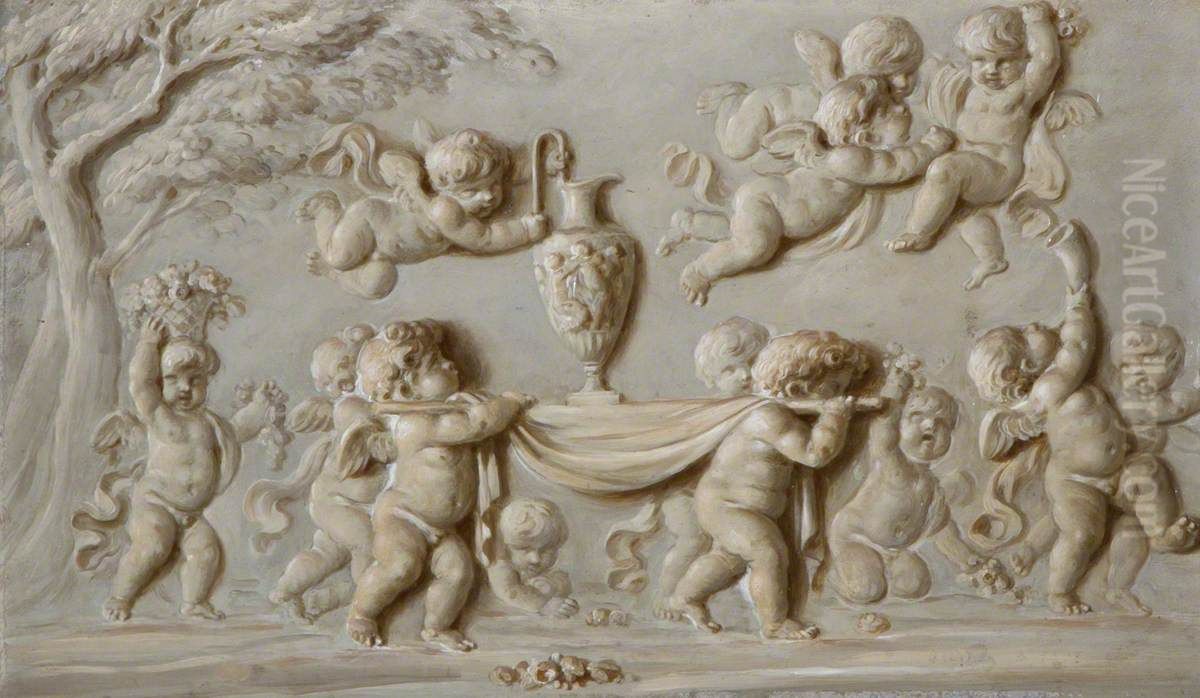 Infant Bacchanal Oil Painting by Piat Joseph Sauvage