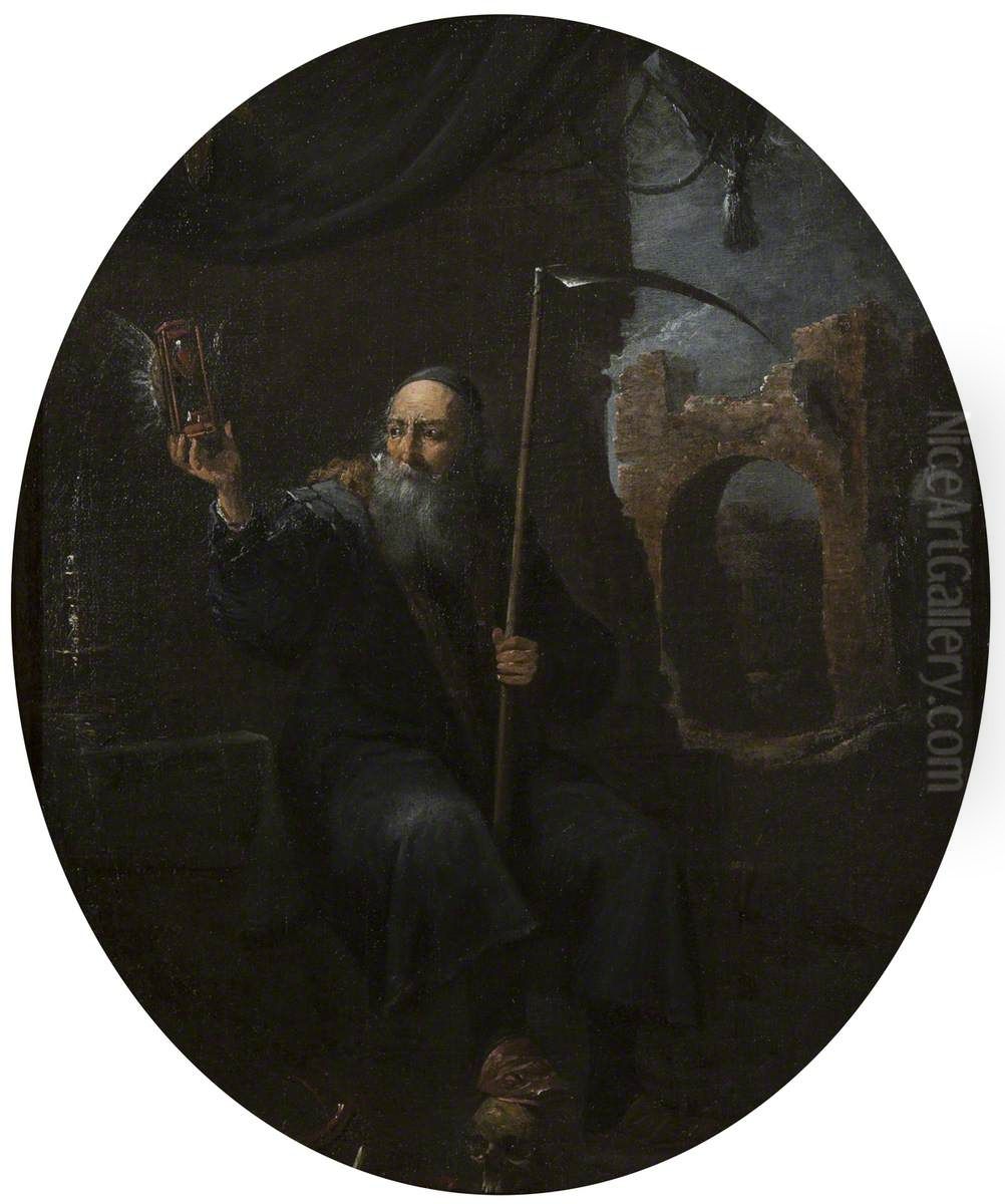 Time as an Old Man with Scythe and Winged Hour-glass Oil Painting by David Teniers the Younger