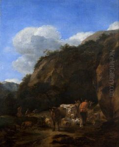 A Hilly Landscape with Herdsmen, Cattle and Sheep