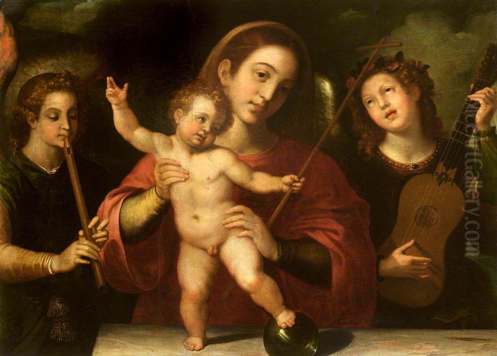 Madonna and Child with Music-making Angels Oil Painting by Francesc Ribalta