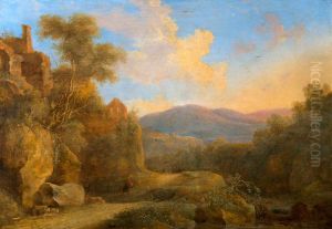 A Rocky Wooded Landscape with a Figure on a Path