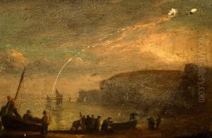 A Coastal Landscape with Fisherfolk on a Boat