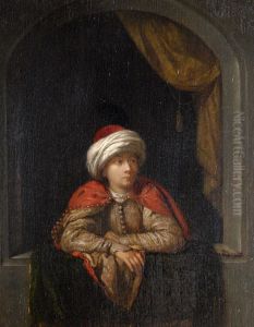 Young Armenian leaning at a Window
