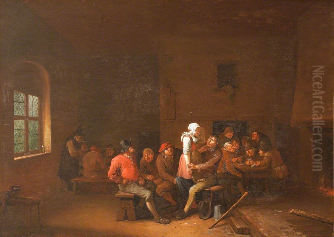 A Tavern Scene Oil Painting by Egbert Van Heemskerck