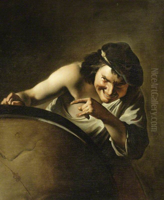 the 'Laughing Philosopher' Oil Painting by Paulus Moreelse