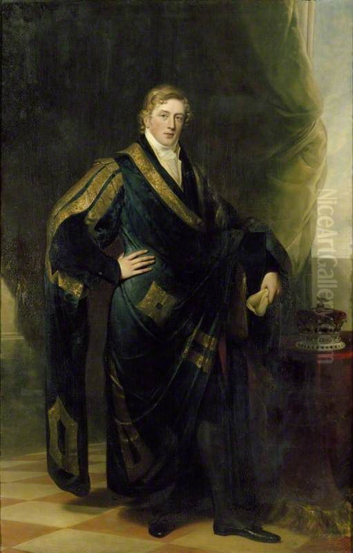 George John Frederick Sackville, 4th Duke of Dorset (1793-1815) in Academic Robes Oil Painting by George Sanders
