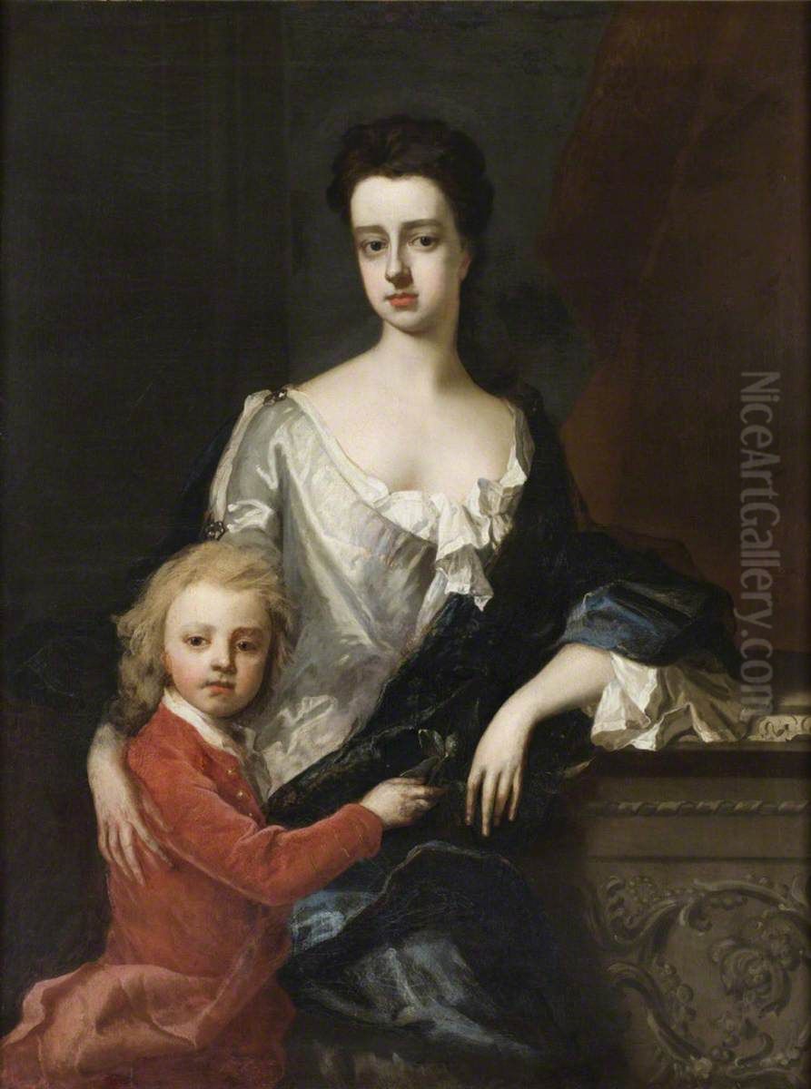 Lady Mary Robartes (d.1741) with her son Henry, later 3rd Earl of Radnor (c.1695-1741) Oil Painting by Michael Dahl