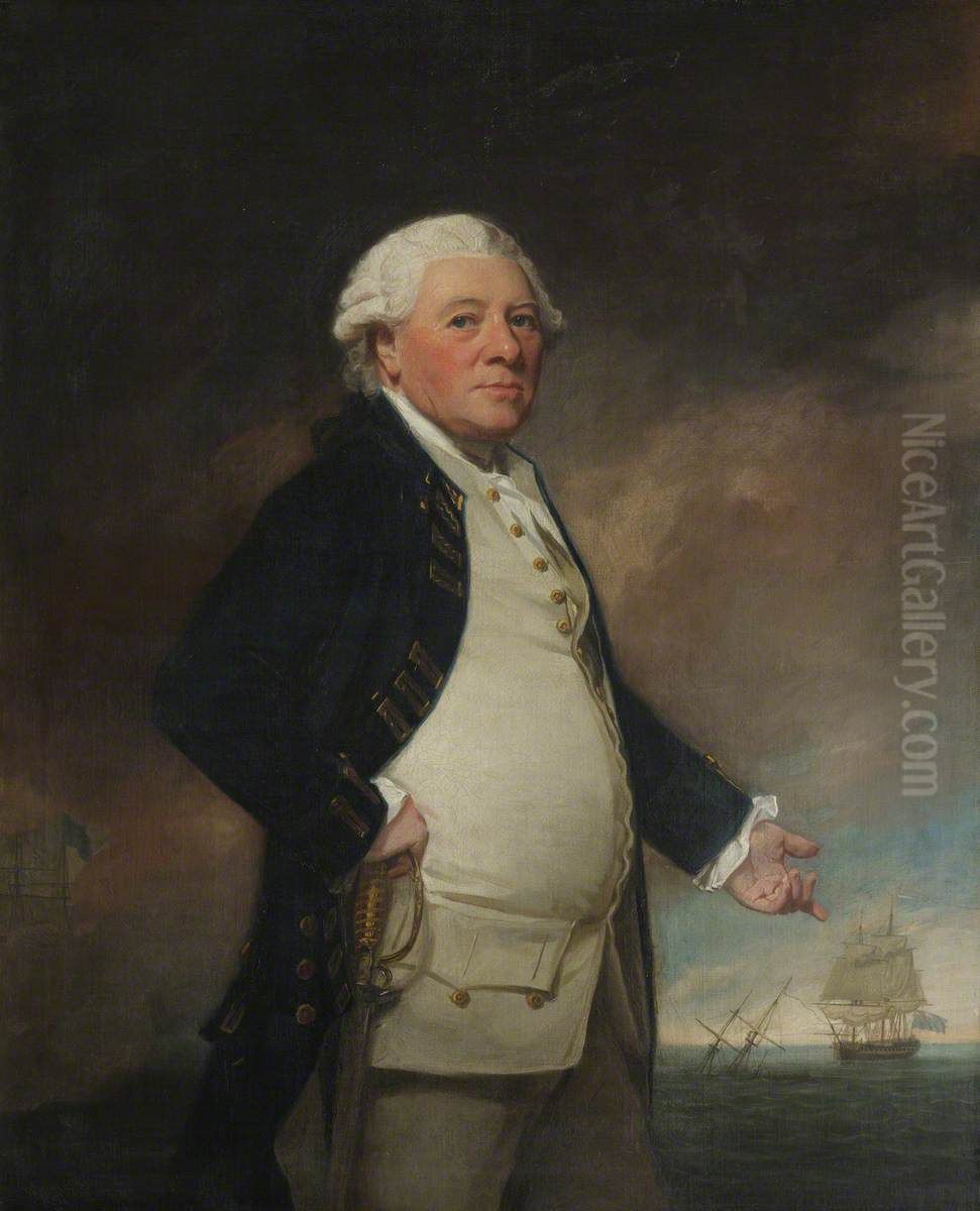 Admiral Sir Hyde Parker, 5th Bt (1714-1782) Oil Painting by George Romney