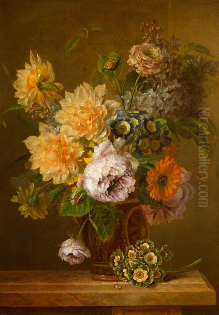Still Life with Flowers Oil Painting by Willem van Leen