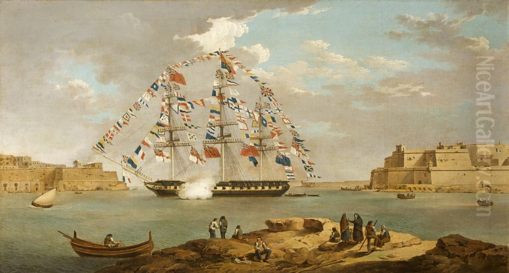 The Royal Yacht, Valetta Harbour, Malta Oil Painting by Antonio Schranz