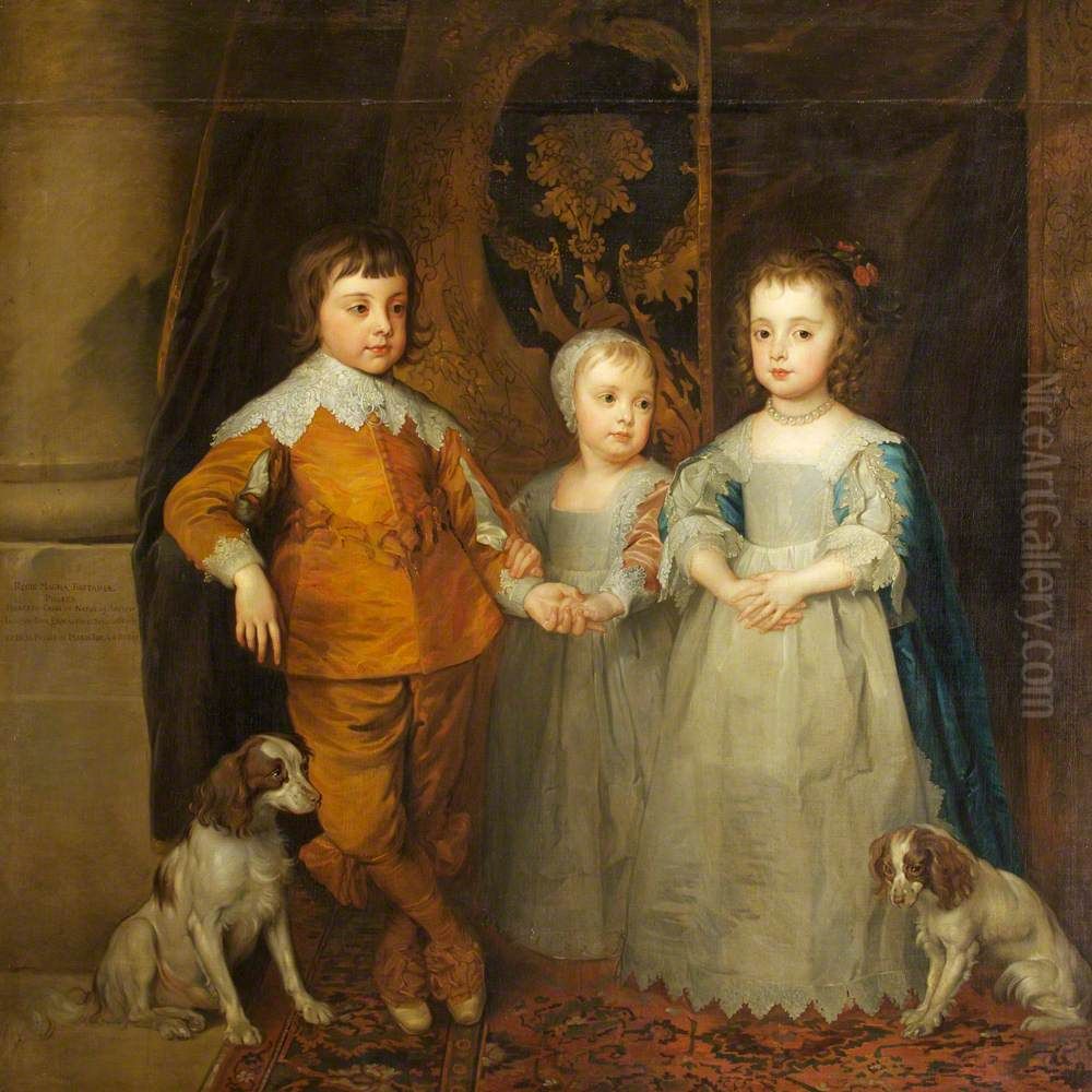 The Three Eldest Children of King Charles I (after Van Dyck) Oil Painting by Sir Anthony Van Dyck