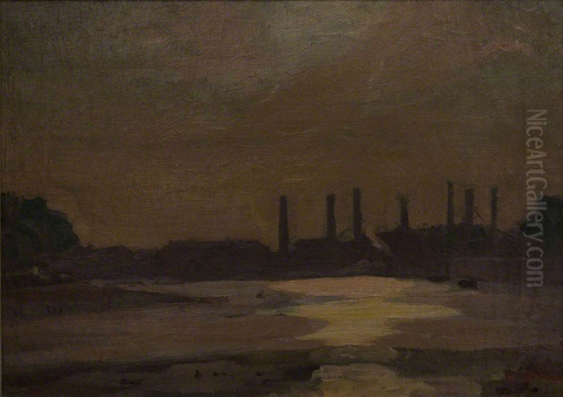 Thames at Chelsea Oil Painting by Harold Gilman
