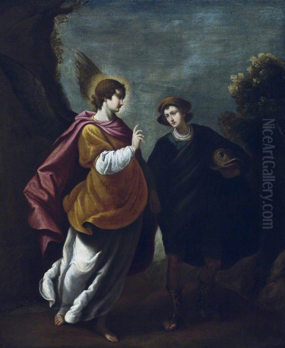 Tobias and the Angel (after Allori and Rosi) Oil Painting by Cristofano Allori