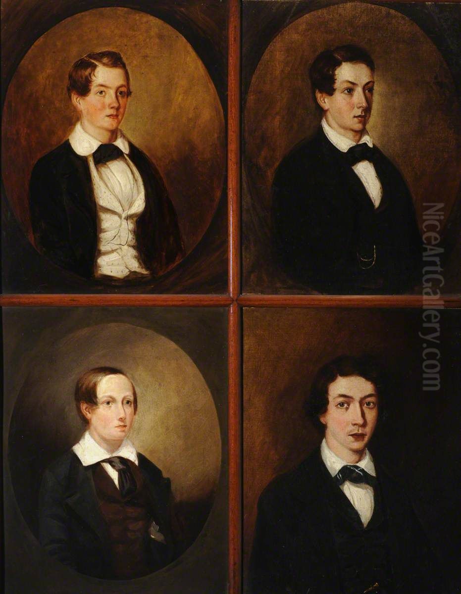 Four Pupils of the Pestalozzian School Oil Painting by James Walsham Baldock
