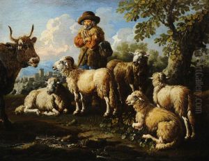 Herdsman with Sheep and Goats