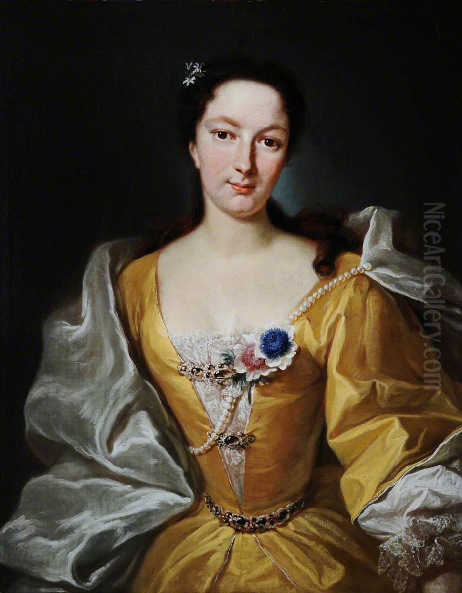 A Lady of the d'Hervart Family Oil Painting by Johann Rudolf Huber