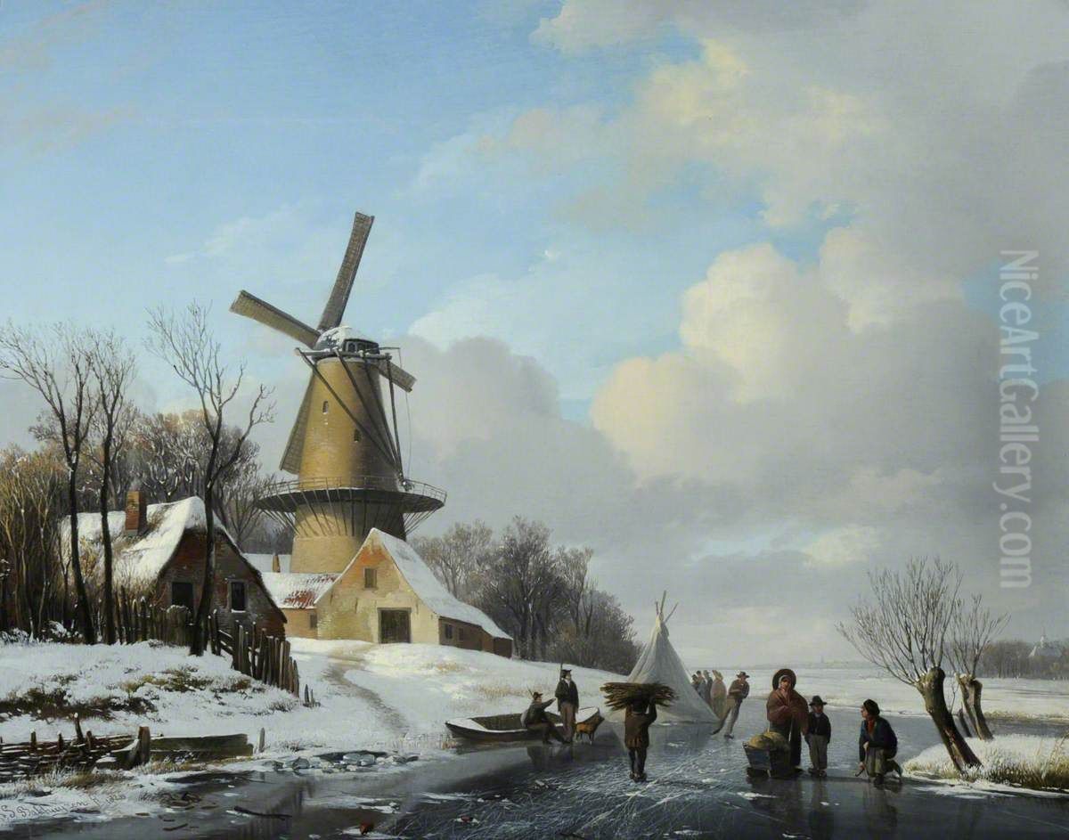 Winter Scene Oil Painting by Hendrik van de Sande Bakhuyzen