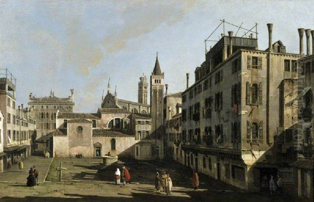 Campo San Stin, Venice Oil Painting by Bernardo Bellotto