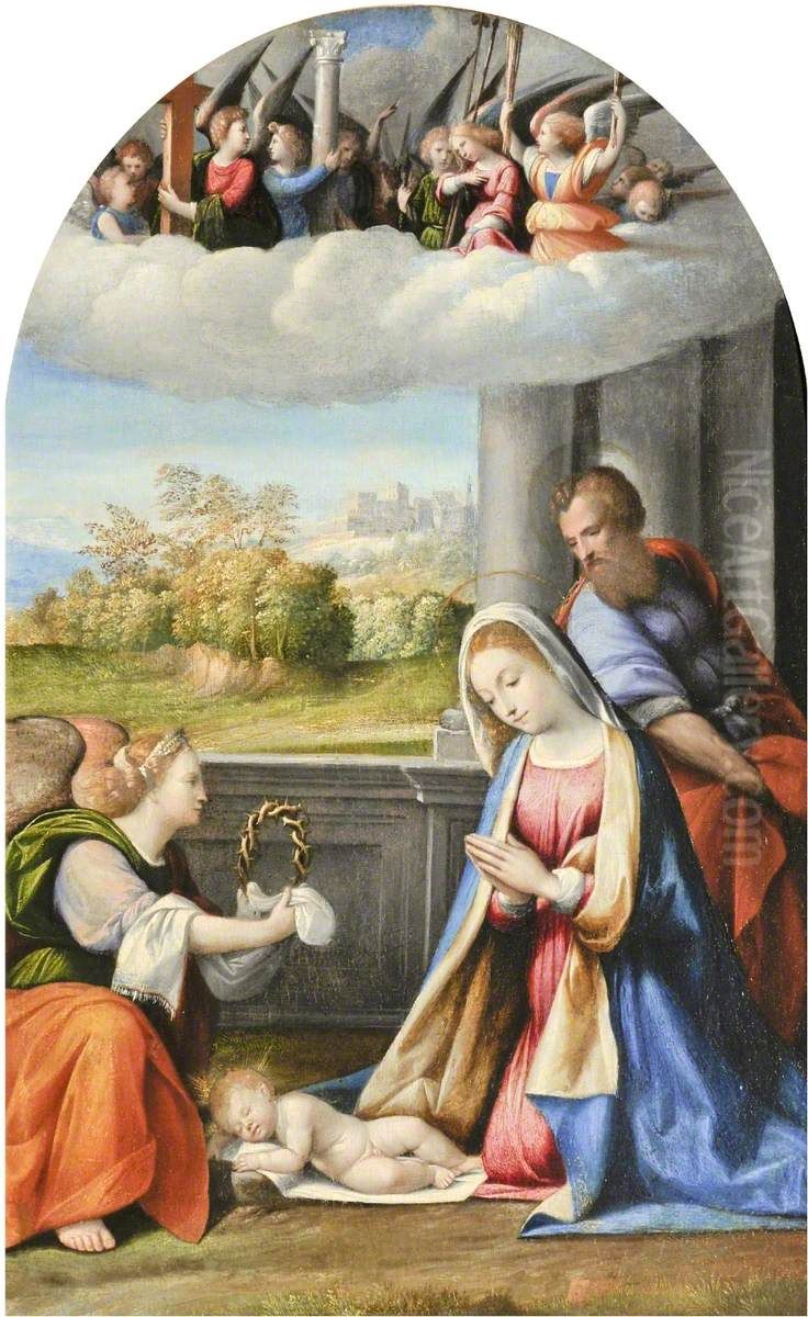 The Holy Family Oil Painting by Benvenuto Tisi