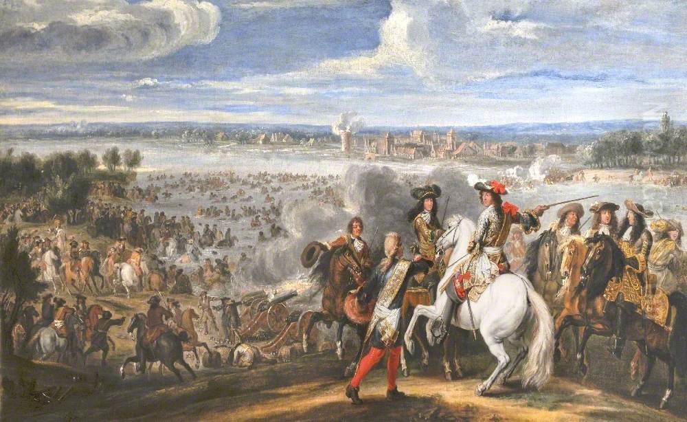 Louis XIV crossing the Rhine, 12th June 1672 Oil Painting by Adam Frans van der Meulen